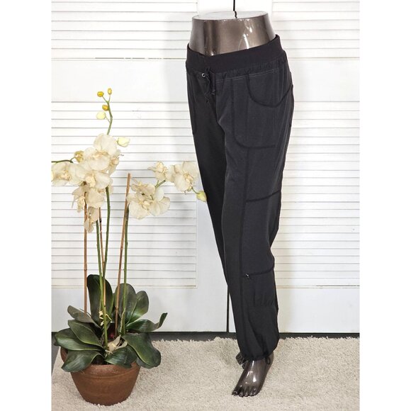 Athleta Women's Black Midtown Trouser Drawstring Hem Lined Pants Size 8 1706 - Picture 3 of 15